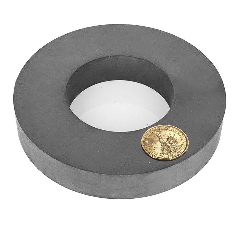 AOAUTO Ferrite Ring Large Magnet,4.72In Dia Big Round Ceramic Disc Heavy Duty Magnets with Hole for DIY Crafts Science Projects Industrial,Large Ceramic Donut Magnet - Image 1